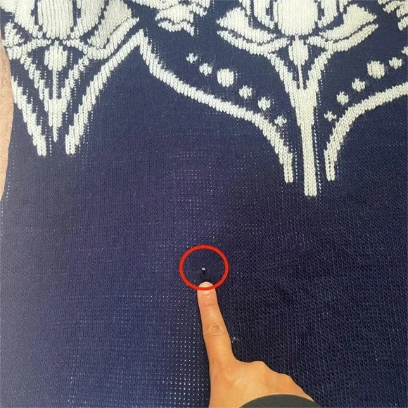 Vintage David Brett Women's Sweater M Blue & white Floral Mockneck retro y2k 80' - Picture 5 of 8